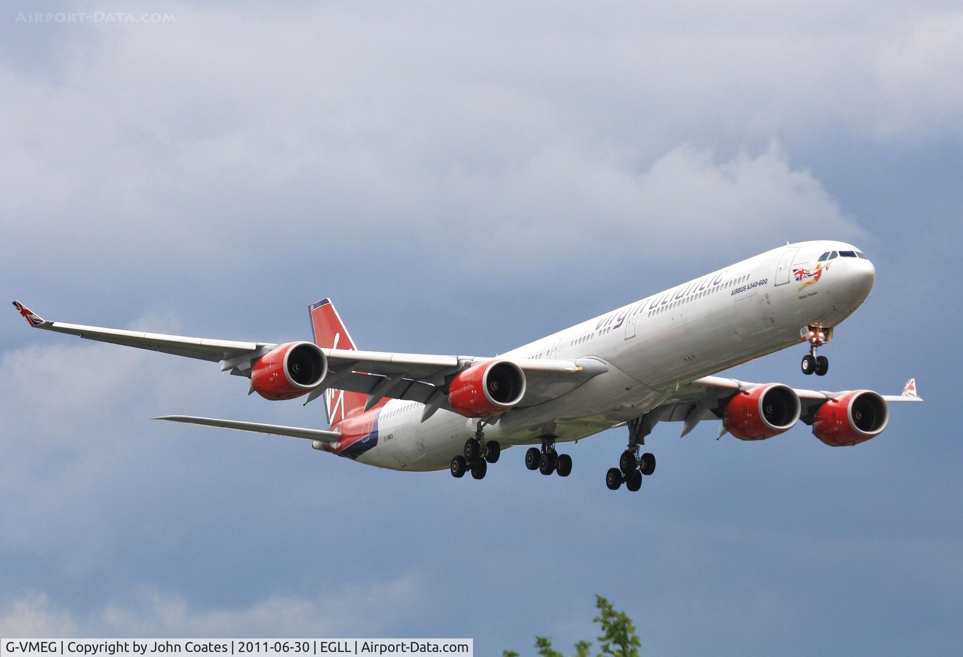 G-VMEG, 2002 Airbus A340-642 C/N 391, On approach to 27R