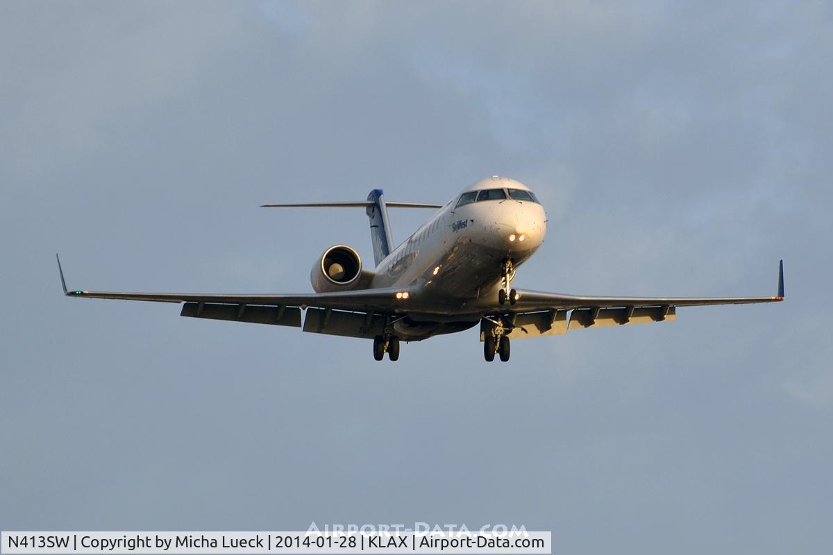 N413SW, 1996 Canadair CL-600-2B19 Regional Jet CRJ-100LR C/N 7102, At LAX