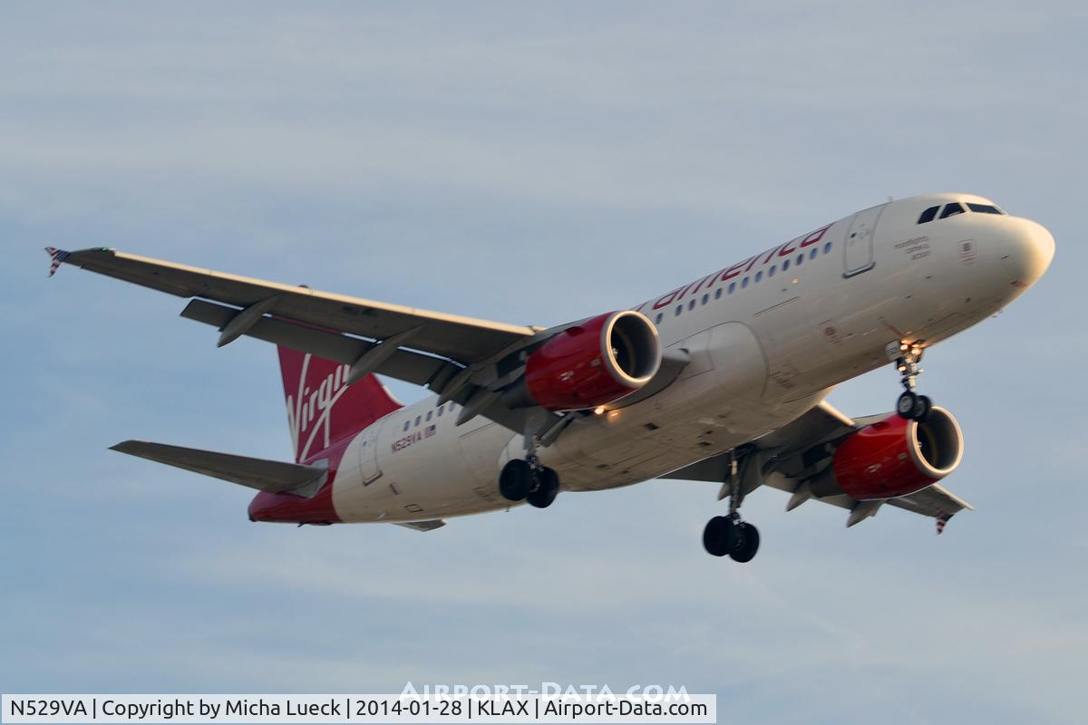 N529VA, 2008 Airbus A319-112 C/N 3684, At LAX
