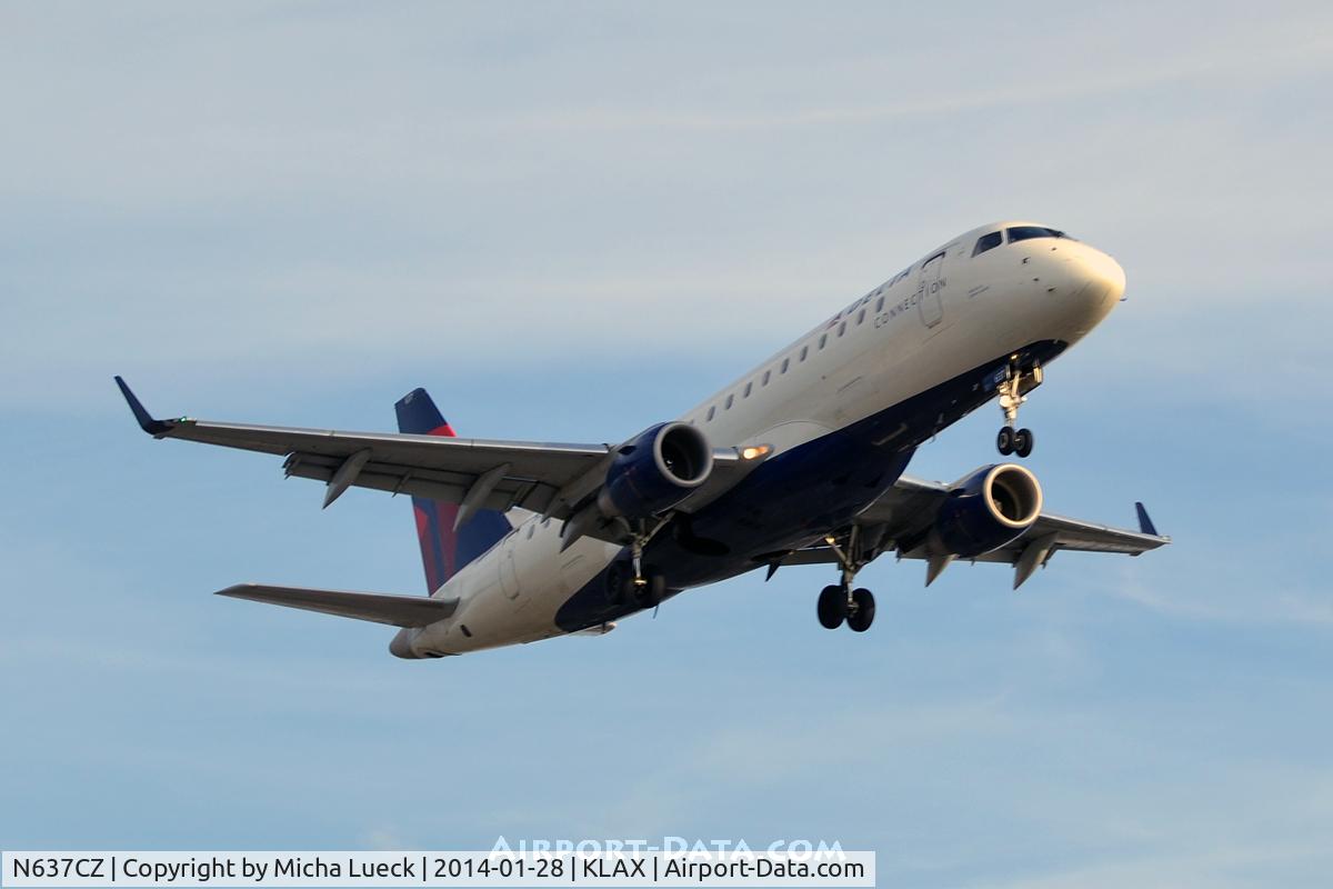 N637CZ, 2008 Embraer 175LR (ERJ-170-200LR) C/N 17000256, At LAX