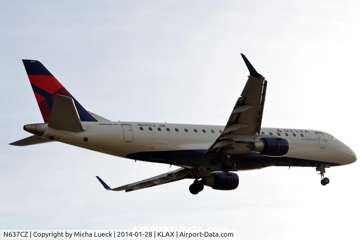 N637CZ, 2008 Embraer 175LR (ERJ-170-200LR) C/N 17000256, At LAX
