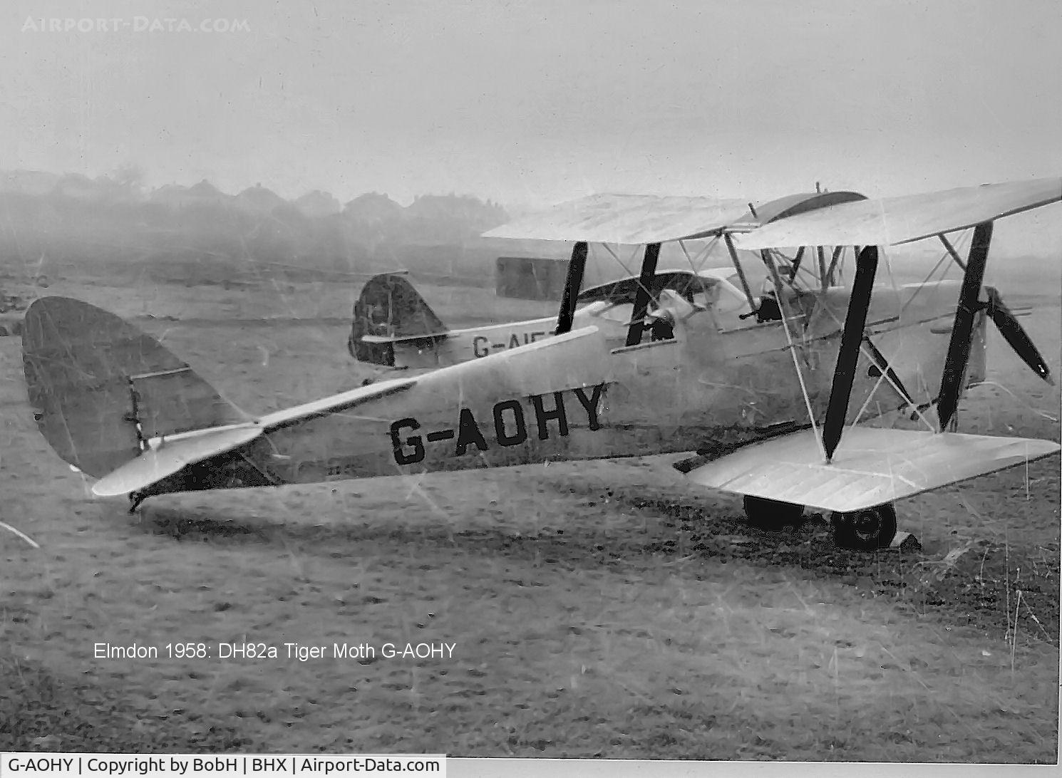 G-AOHY, 1939 De Havilland DH-82A Tiger Moth II C/N 3850, G-AOHY in 1958. at Elmdon (Birmingham)