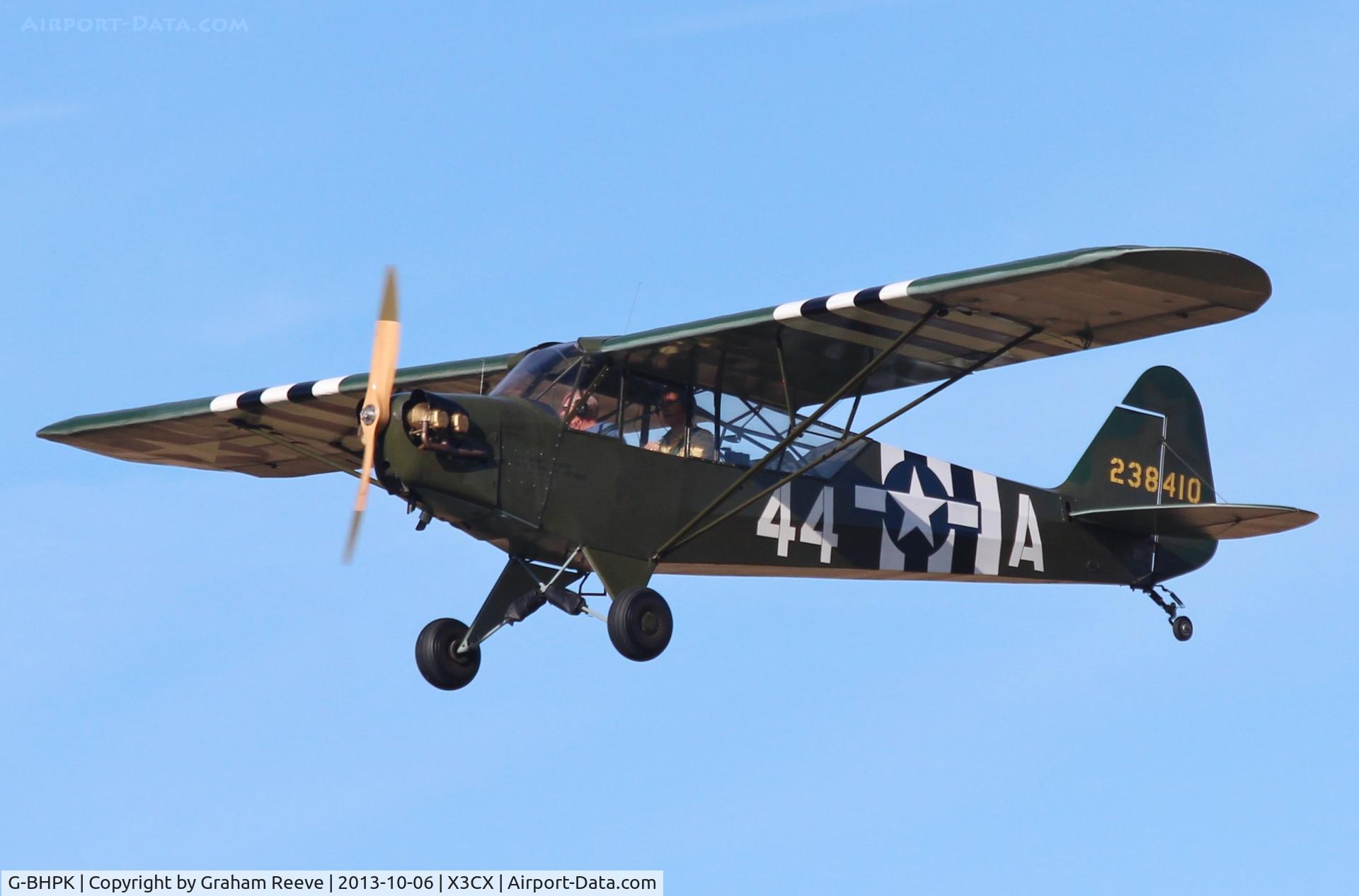 G-BHPK, 1943 Piper L-4H Grasshopper (J3C-65D) C/N 12161, Over head at Northrepps.