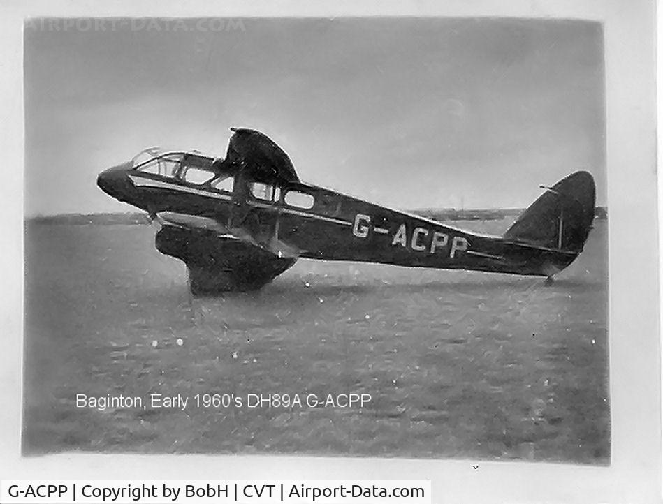 G-ACPP, 1935 De Havilland DH-89A Dragon Rapide C/N 6254, Picture taken in the early 1960's.