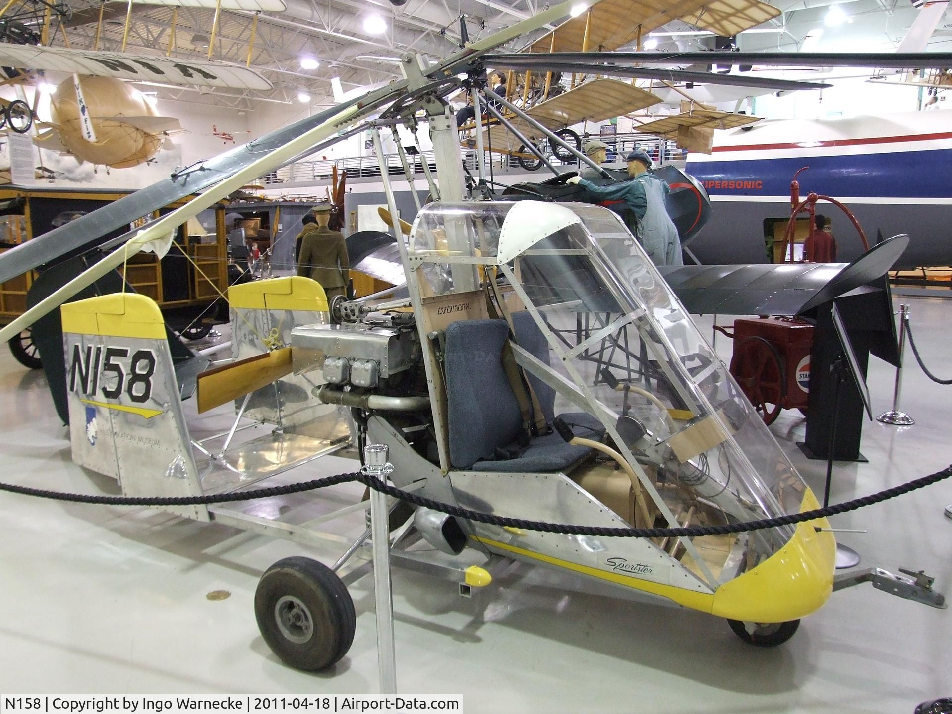 N158, 1976 Hollmann HA-2M Sportster C/N 001, Hollmann HA-2M Sportster at the Hiller Aviation Museum, San Carlos CA