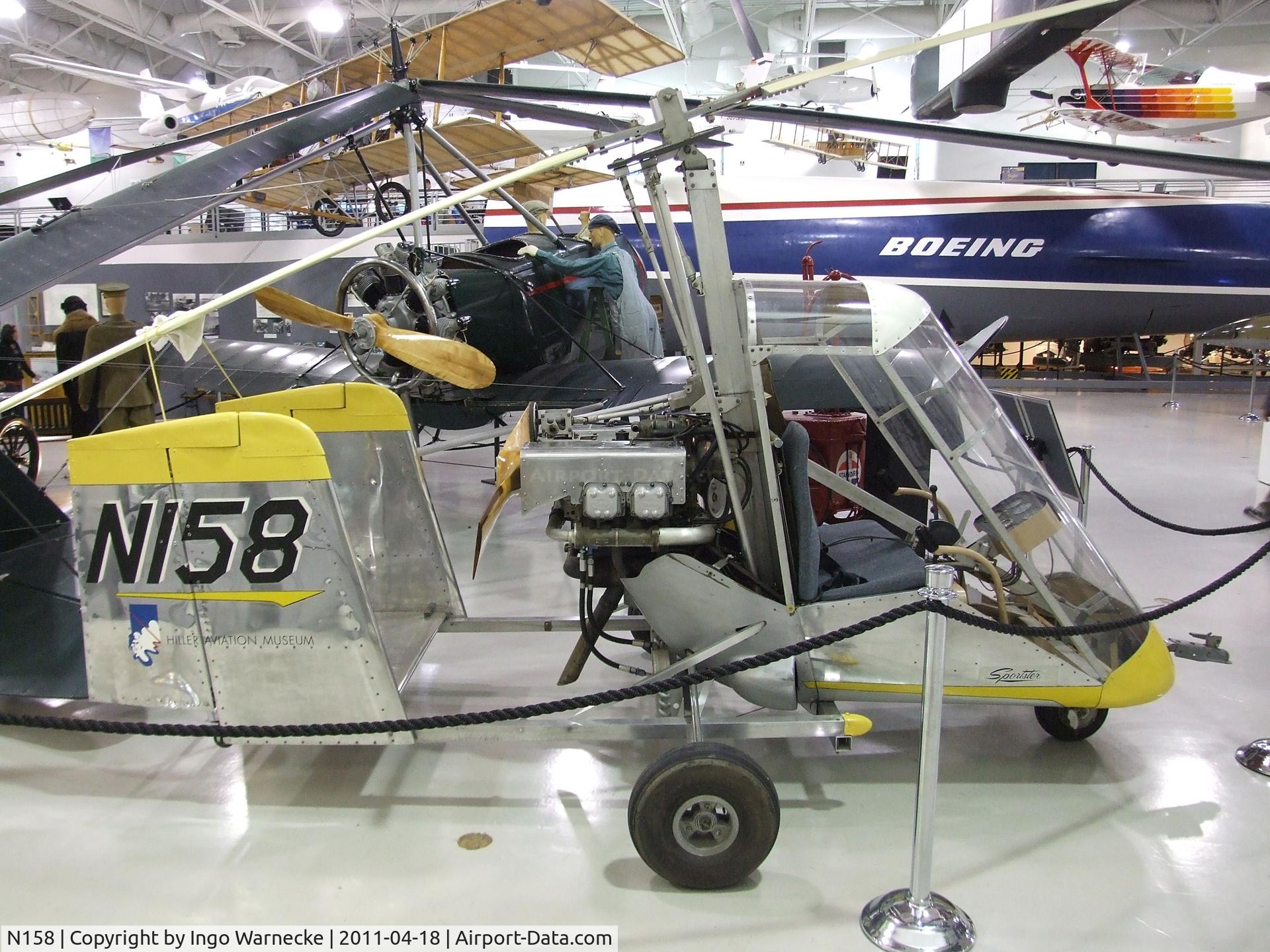 N158, 1976 Hollmann HA-2M Sportster C/N 001, Hollmann HA-2M Sportster at the Hiller Aviation Museum, San Carlos CA