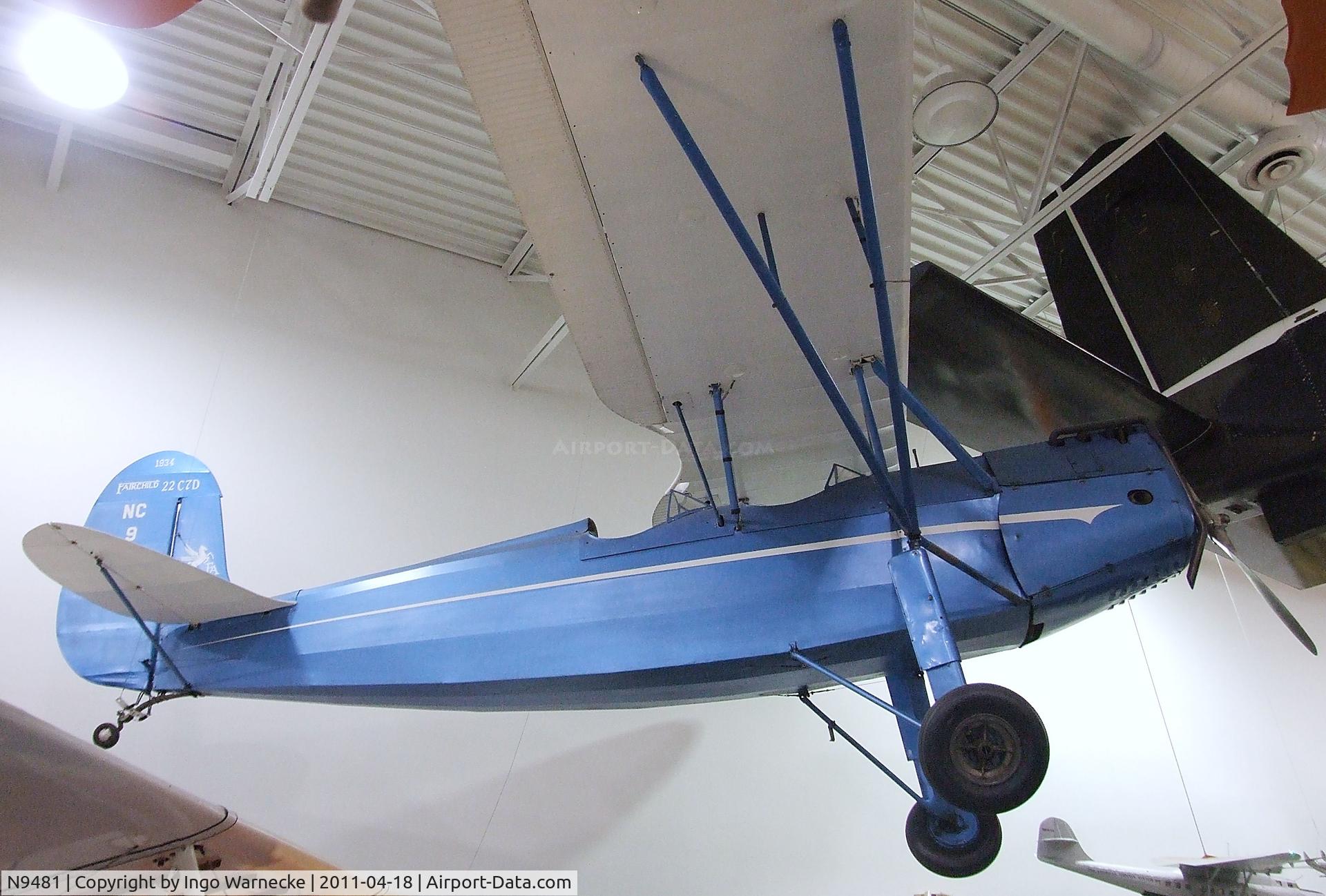 N9481, 1933 Fairchild 22 C7D C/N 911, Fairchild 22 C7D at the Hiller Aviation Museum, San Carlos CA