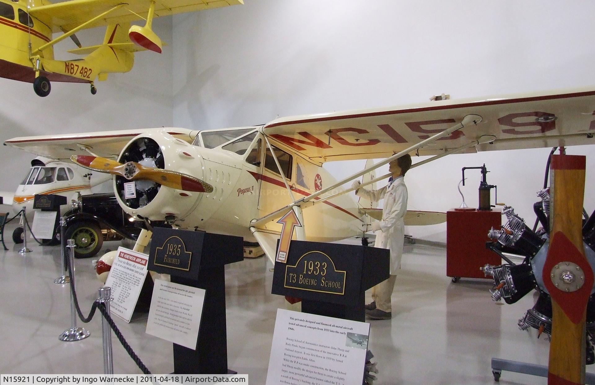 N15921, 1935 Fairchild 24 C8C C/N 2724, Fairchild 24 CBC at the Hiller Aviation Museum, San Carlos CA