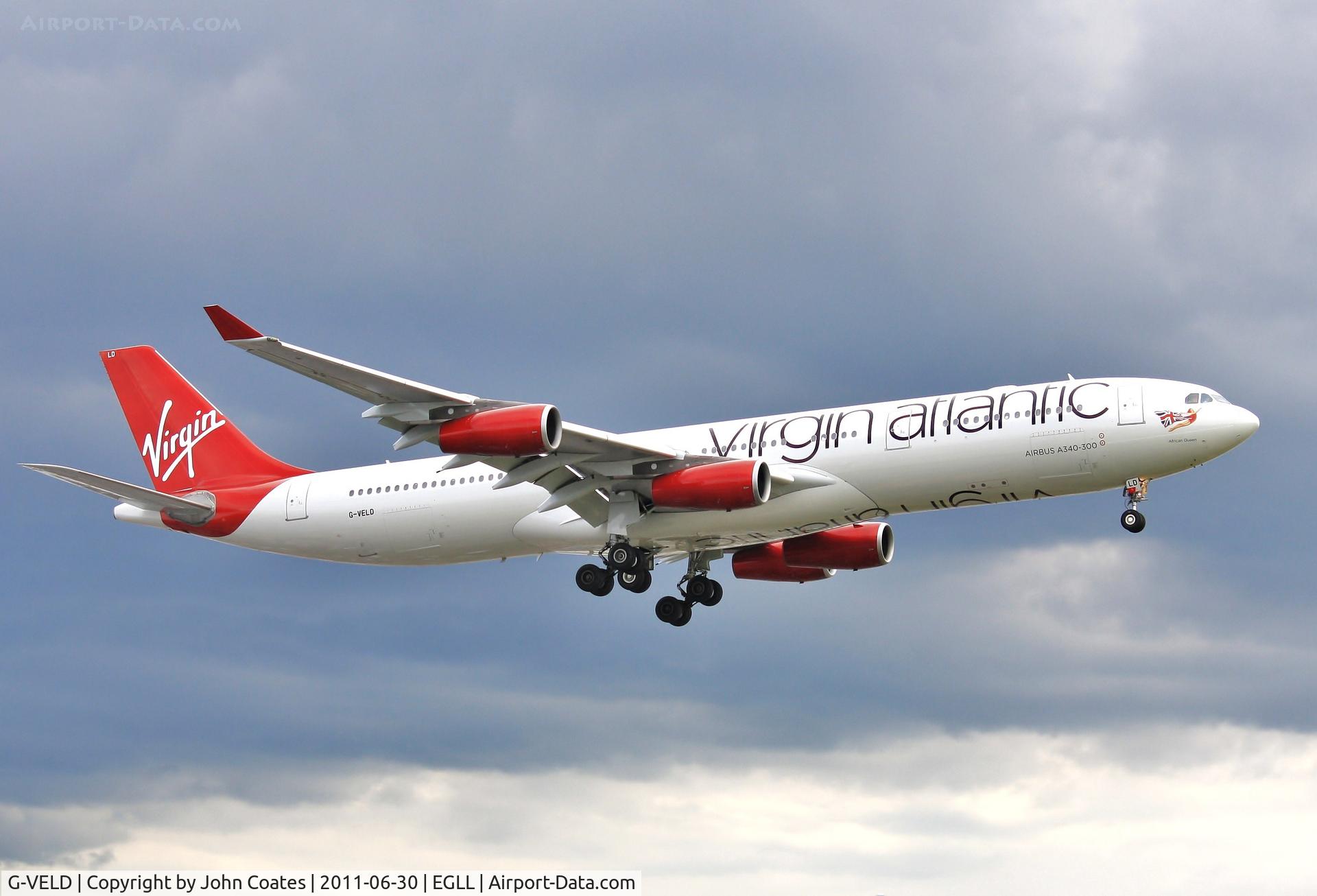 G-VELD, 1998 Airbus A340-313X C/N 214, Evening finals to 27R