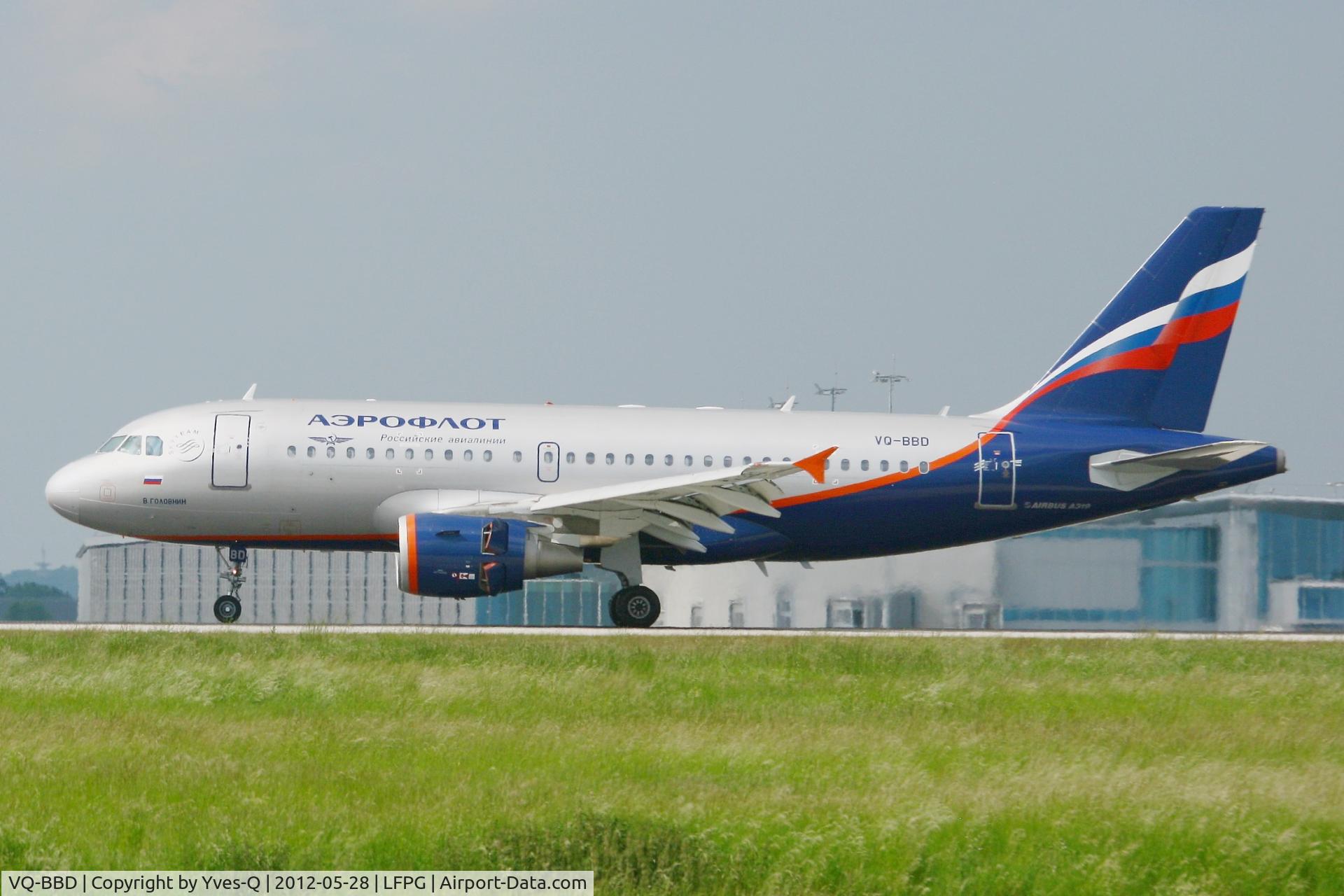 VQ-BBD, 2009 Airbus A319-111 C/N 3838, Airbus A319-111, Landing Rwy 26L, Roissy Charles De Gaulle Airport (LFPG-CDG)