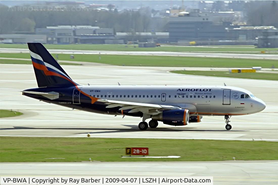 VP-BWA, 2003 Airbus A319-111 C/N 2052, Airbus A319-111 [2052] (Aeroflot Russian Airlines) Zurich~HB 07/04/2009