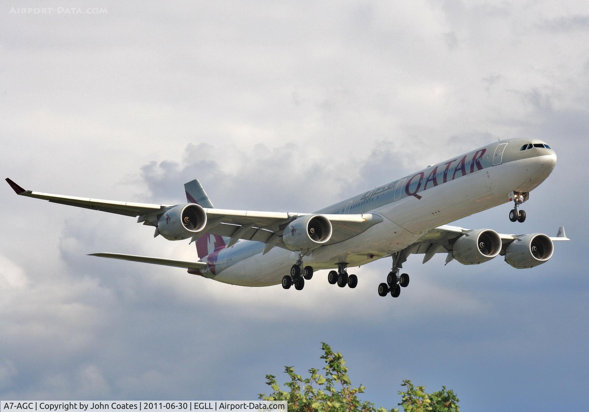 A7-AGC, 2006 Airbus A340-642 C/N 766, On approach to 27R