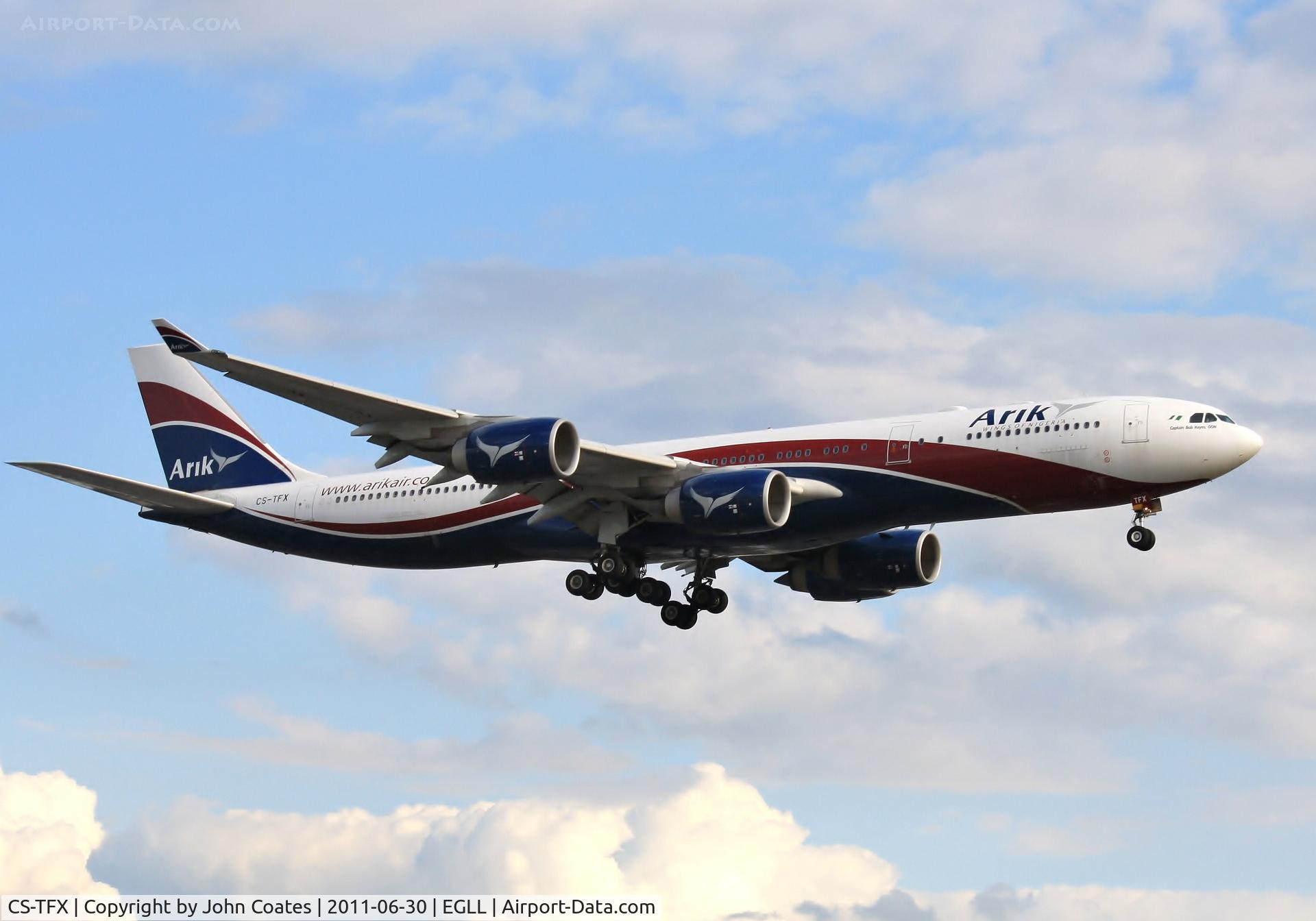 CS-TFX, 2008 Airbus A340-541 C/N 912, Evening arrival to 27R