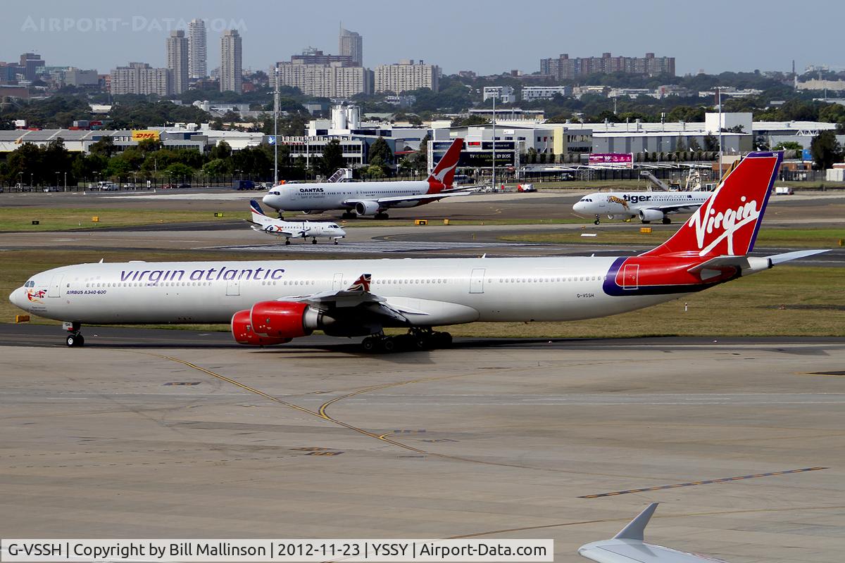 G-VSSH, 2004 Airbus A340-642 C/N 615, taxi to 16R