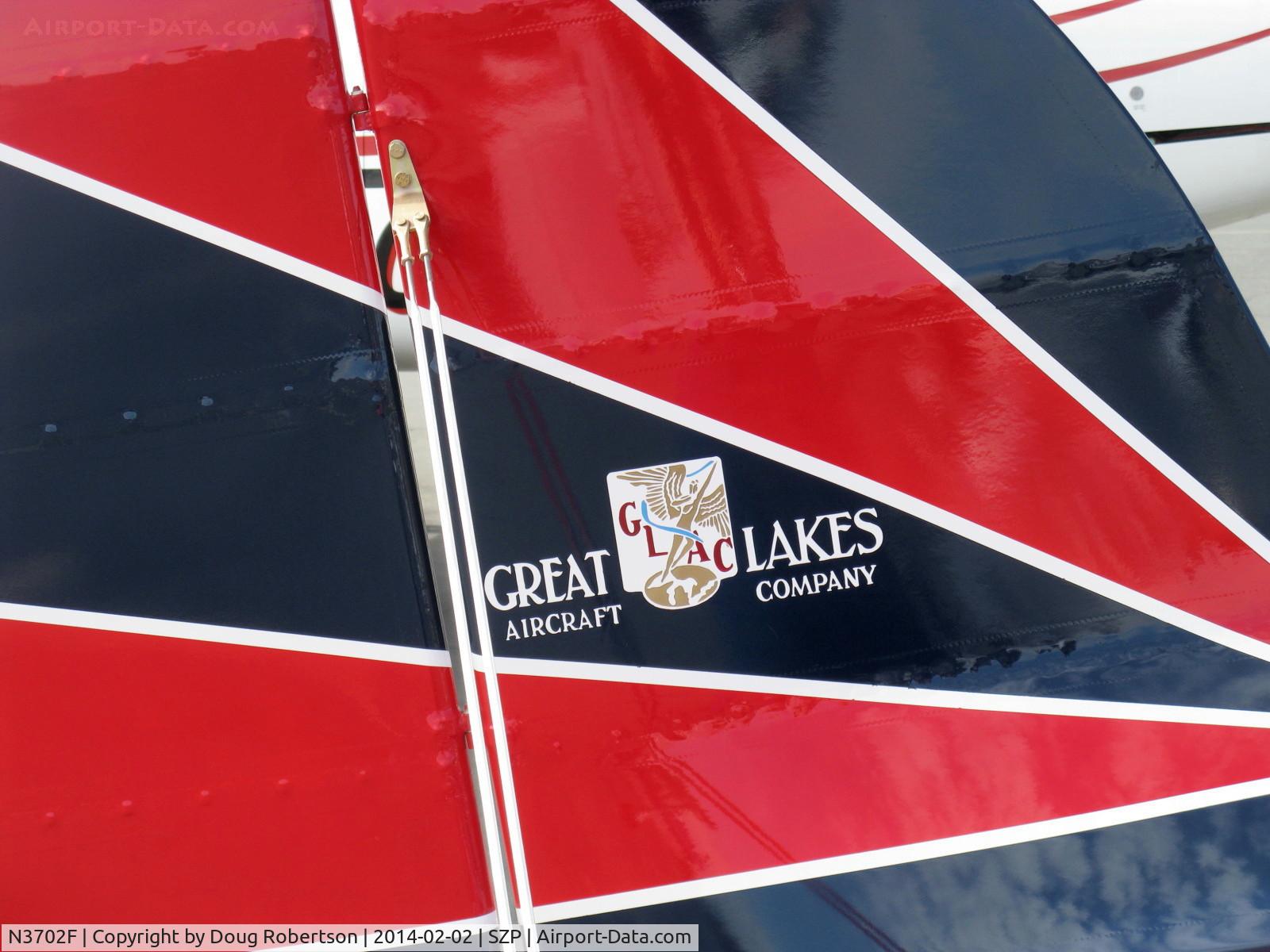 N3702F, 1976 Great Lakes 2T-1A-2 Sport Trainer C/N 0739, 1976 Great Lakes 2T-1A-2 SPORT TRAINER, original historic logo, the 2T- series originally built in Cleveland 1929-32, design by Charles W. Meyers formerly of Waco, with 85, 95 & 100 Hp Cirrus engines.  

.