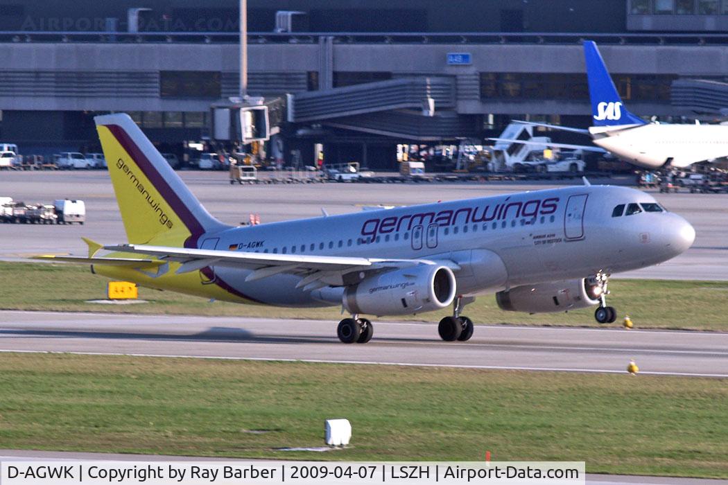D-AGWK, 2008 Airbus A319-132 C/N 3500, Airbus A319-132 [3500] (Germanwings) Zurich~HB 07/04/2009