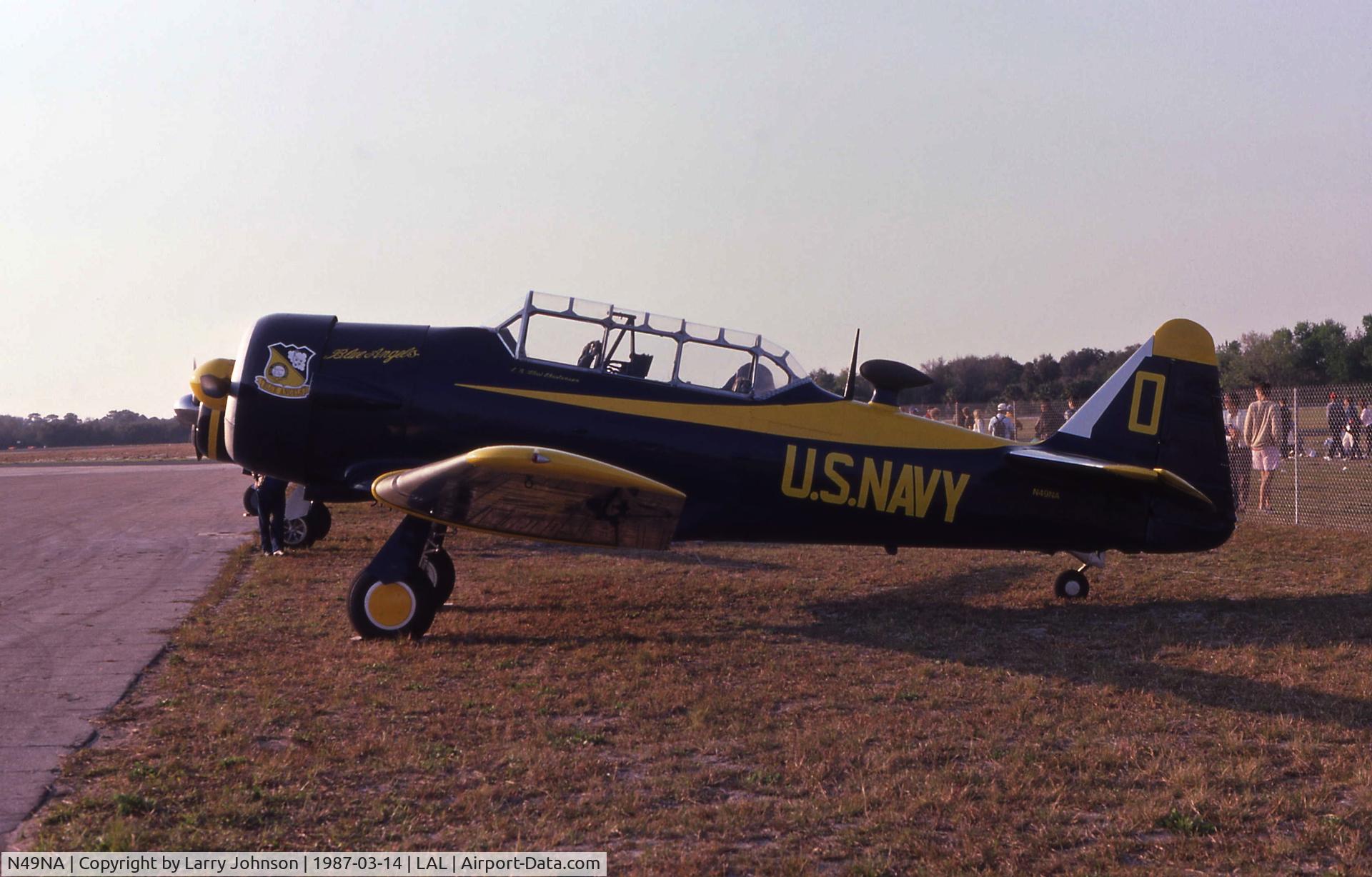 N49NA, 1949 North American T-6G Texan C/N 168-490, A T-6 in a Blue Angels paint scheme.