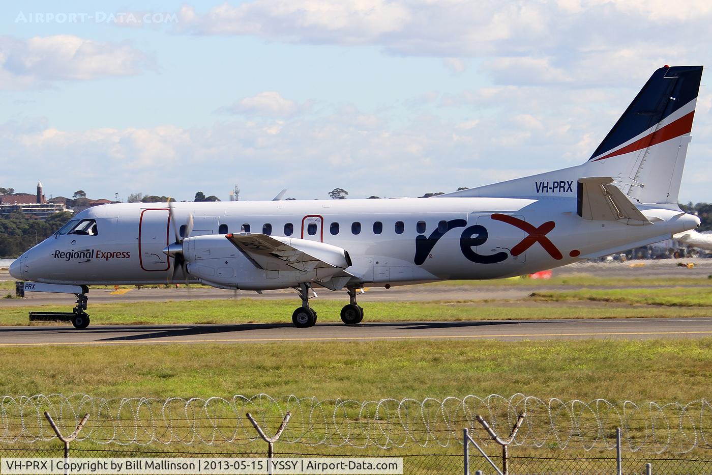 VH-PRX, 1992 Saab 340B C/N 340B-303, TAXI TO 34R