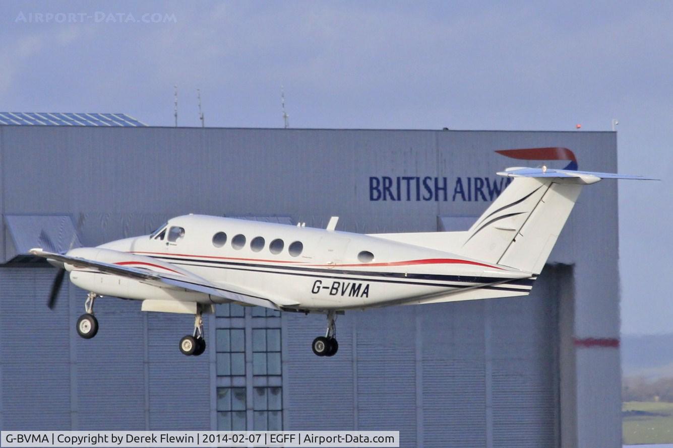 G-BVMA, 1980 Beech 200 Super King Air C/N BB-797, Resident Beech 200, seen departing runway 30 at EGFF.