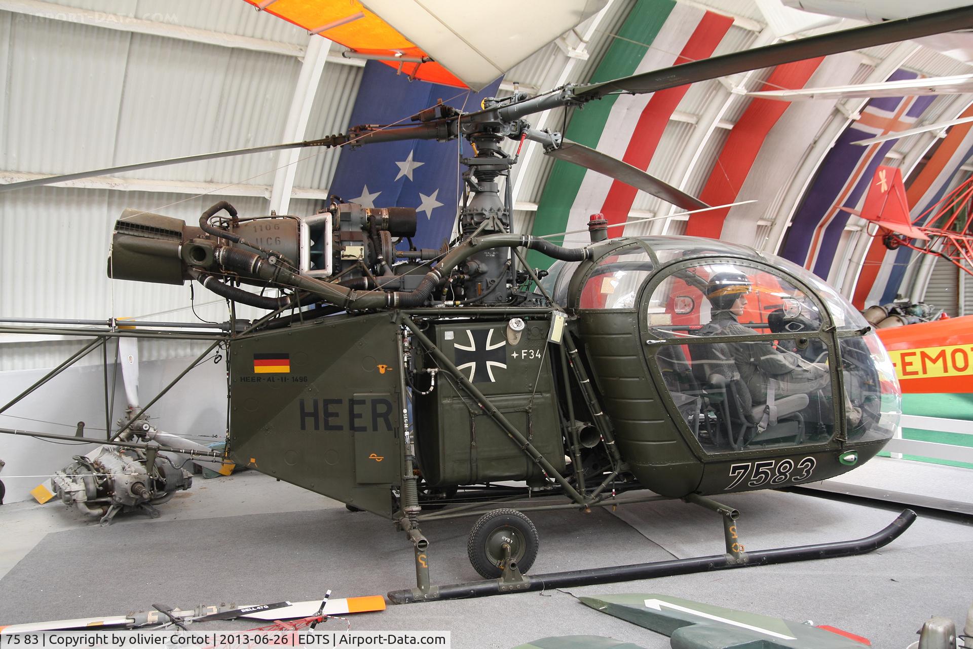 75 83, Aérospatiale SA-315B Lama C/N 1496, in a musueum