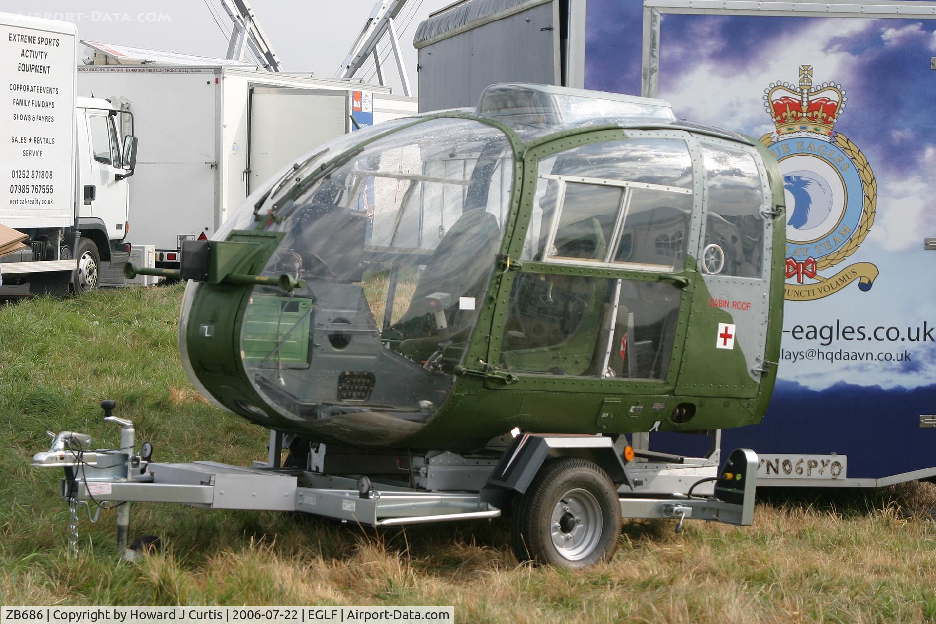 ZB686, Westland SA-341B Gazelle AH1 C/N 1995, Used the the 'Blue Eagles' as part of their travelling display.