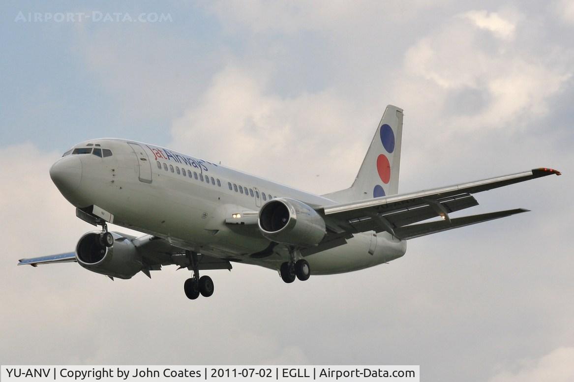 YU-ANV, 1988 Boeing 737-3H9 C/N 24140, Finals to 27L