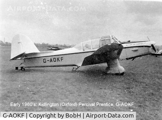 G-AOKF, 1956 Percival P-40 Prentice T1 C/N PAC-130, G-AOKF at Kidlington, 1959 or 1960.