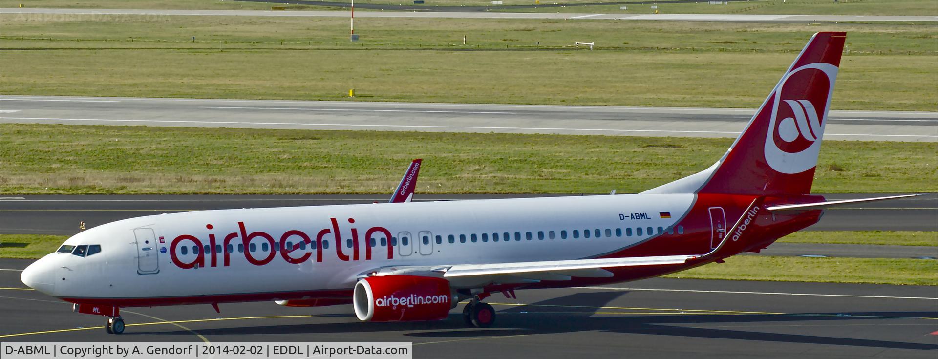 D-ABML, 2012 Boeing 737-86J C/N 37773, Air Berlin, seen here taxiing at Düsseldorf Int'l(EDDL)