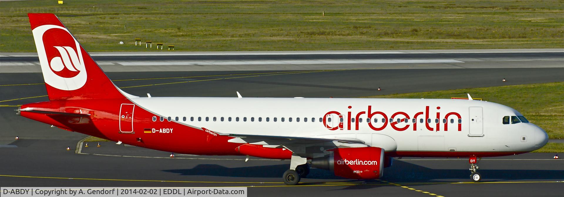 D-ABDY, 2009 Airbus A320-214 C/N 4013, Air Berlin, is here at Düsseldorf Int'l(EDDL)