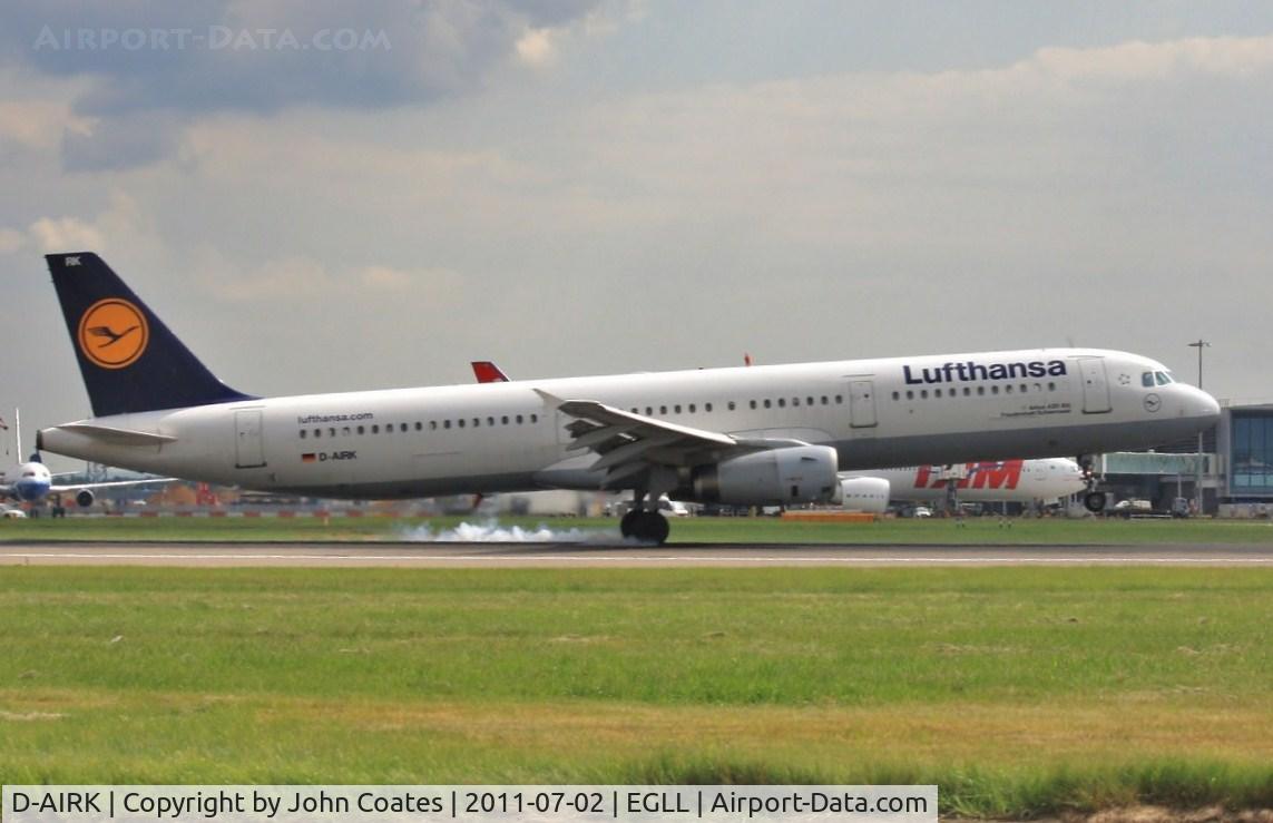 D-AIRK, 1994 Airbus A321-131 C/N 0502, Touchdown 27R