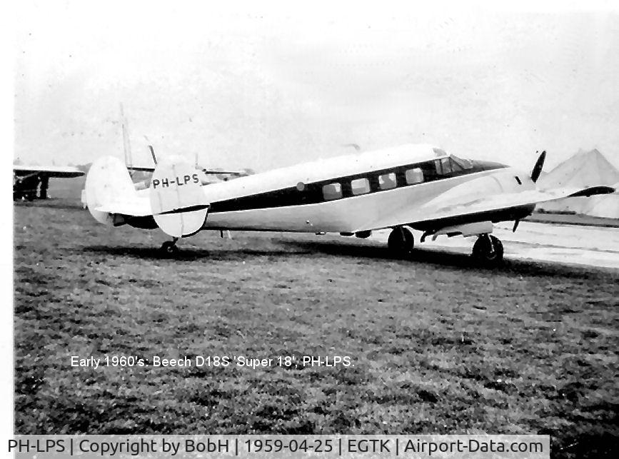 PH-LPS, 1954 Beech E18S C/N BA-6, Further research confirms the date of the photo' to be 25th April 1959 at Kidlington. Owned by Phillips Electrical NV, Eindhoven.