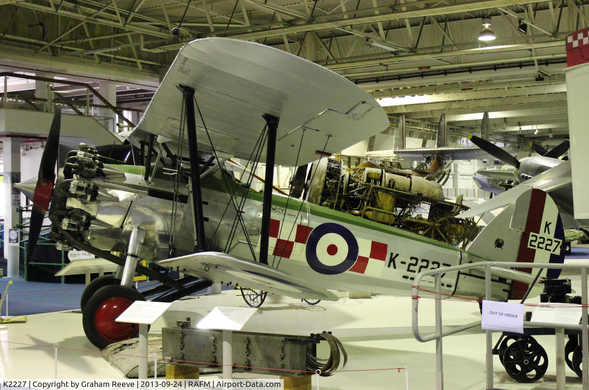 K2227, Bristol 105 Bulldog Mk.2A C/N 7446, On display, at the RAF Museum, Hendon.
