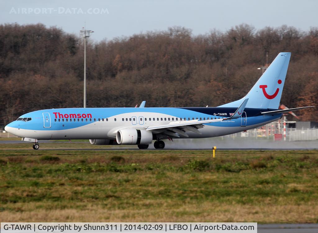 G-TAWR, 2013 Boeing 737-8K5 C/N 37256, Landing rwy 14L in new c/s