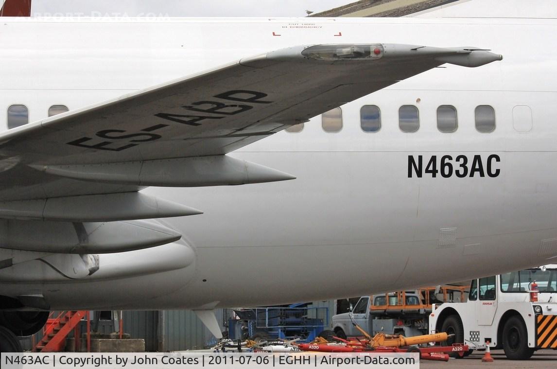 N463AC, 1995 Boeing 737-528 C/N 27425, Old reg ES-ABP under wing still