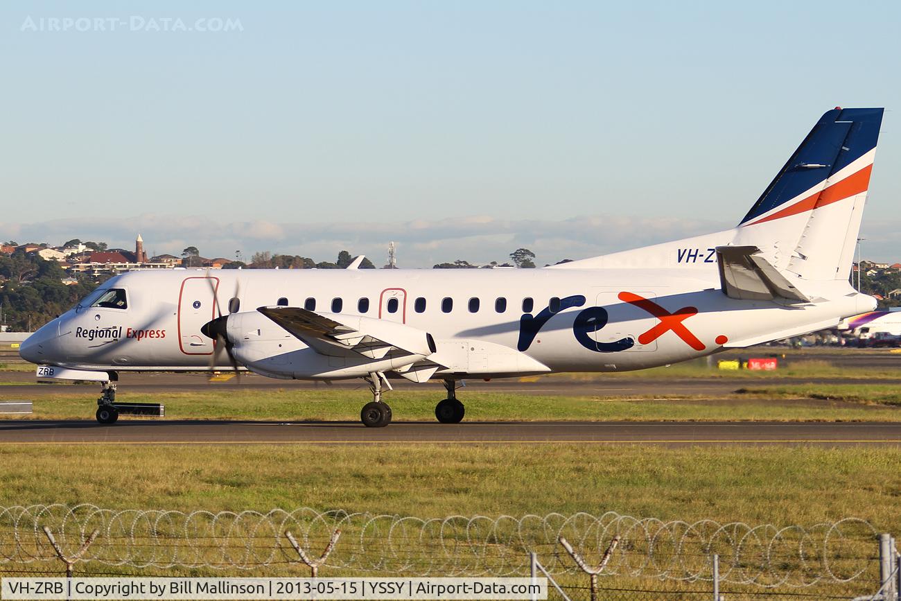 VH-ZRB, 1996 Saab 340B+ C/N 340B-389, taxi for 34R