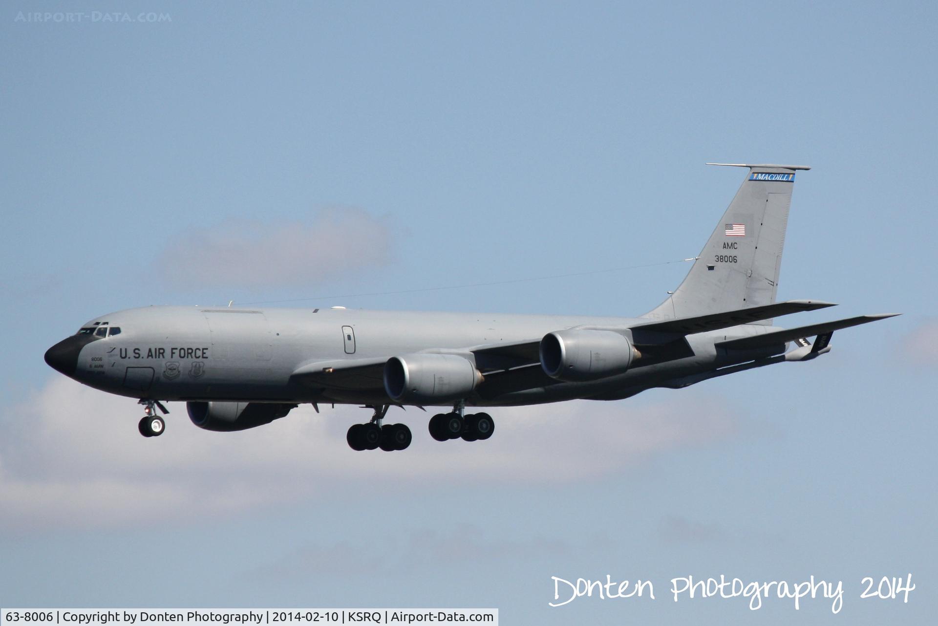63-8006, 1963 Boeing KC-135R Stratotanker C/N 18623, A KC-135 Stratotanker (63-8006) from MacDill Air Force Base arrives at Sarasota-Bradenton International Airport