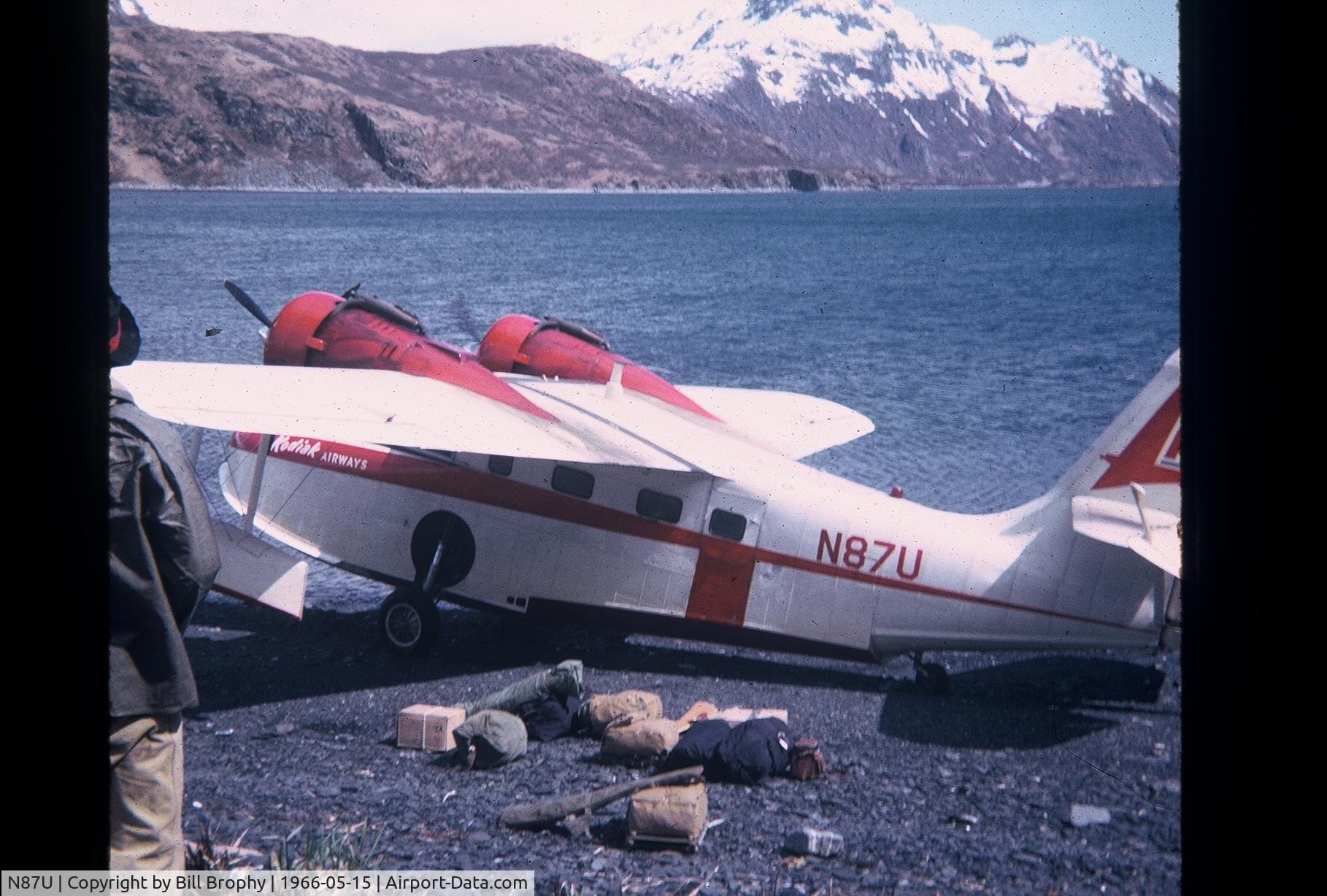 N87U, 1945 Grumman JRF-6 (G-38) Goose C/N B-126, 1966 Kodiak Island bear hunt. Flown by Kodiak Airways.