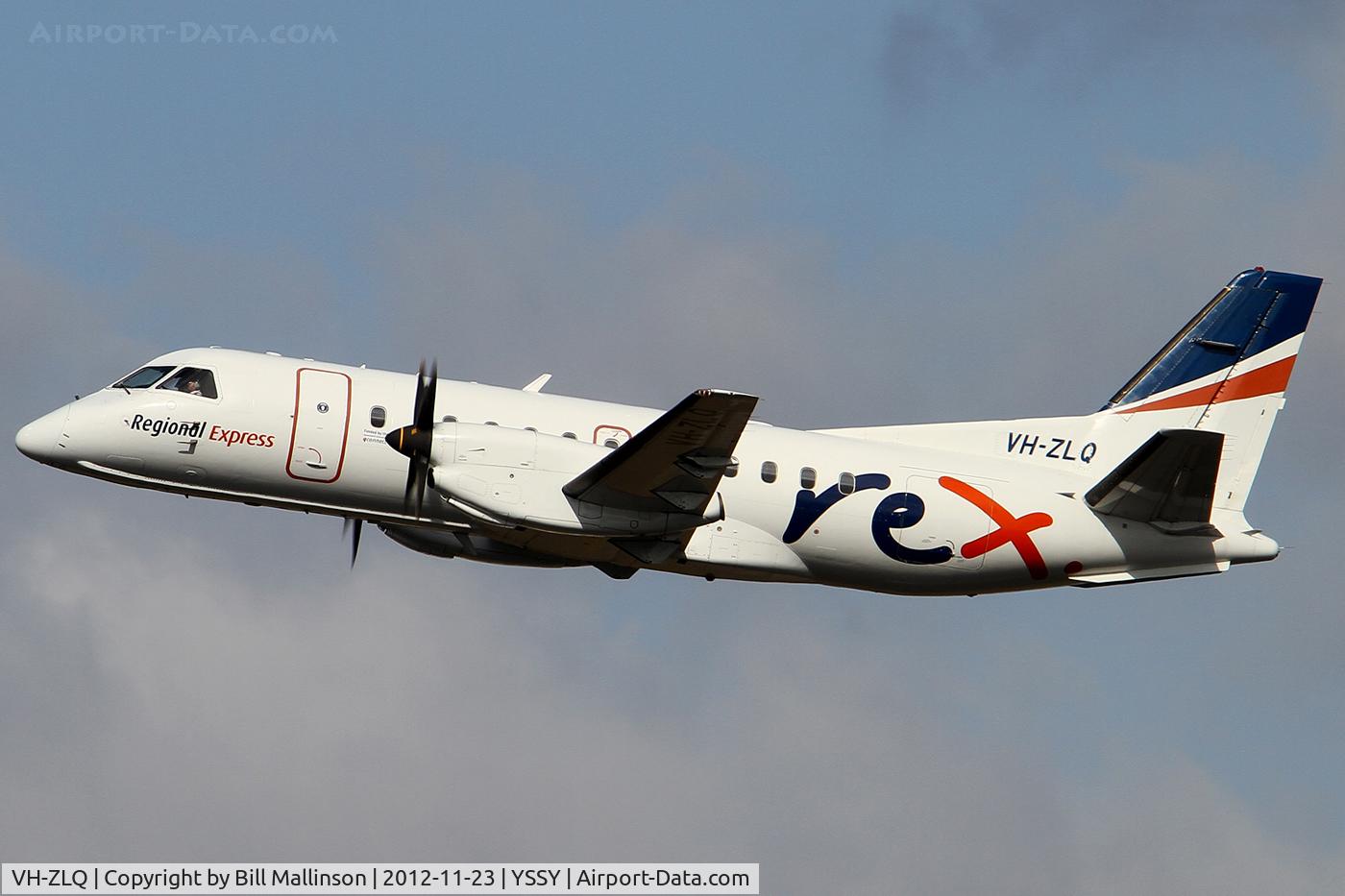 VH-ZLQ, Saab SF340B C/N 340B-370, away from 34L