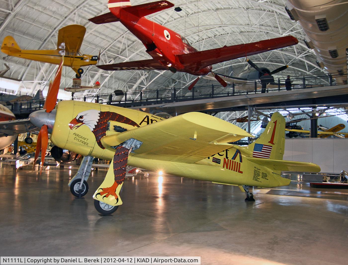 N1111L, 1948 Grumman F8F-2 (G58) Bearcat C/N D.1020, In 1969, Darryl Greenamyer broke the 30-year-old speed record for piston-engine aircraft held by the German Messerschmitt Me 209 when he reached 777 kilometers (483 miles) per hour in this heavily modified Grumman Bearcat.