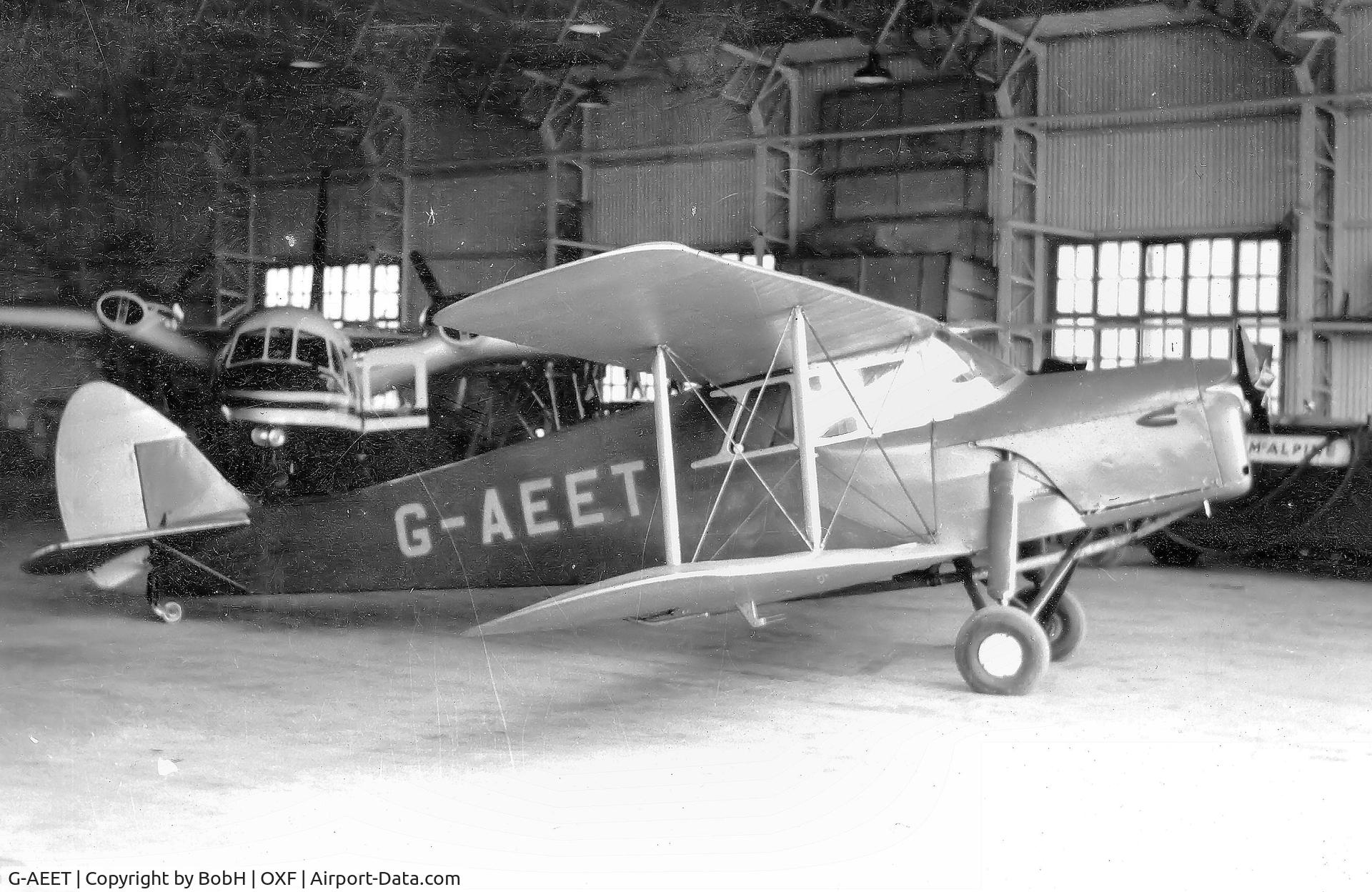 G-AEET, 1936 De Havilland DH.87B Hornet Moth C/N 8092, G-AEET at Kidlington in 1961. This aircraft was sold as CF-EEJ in 1969.