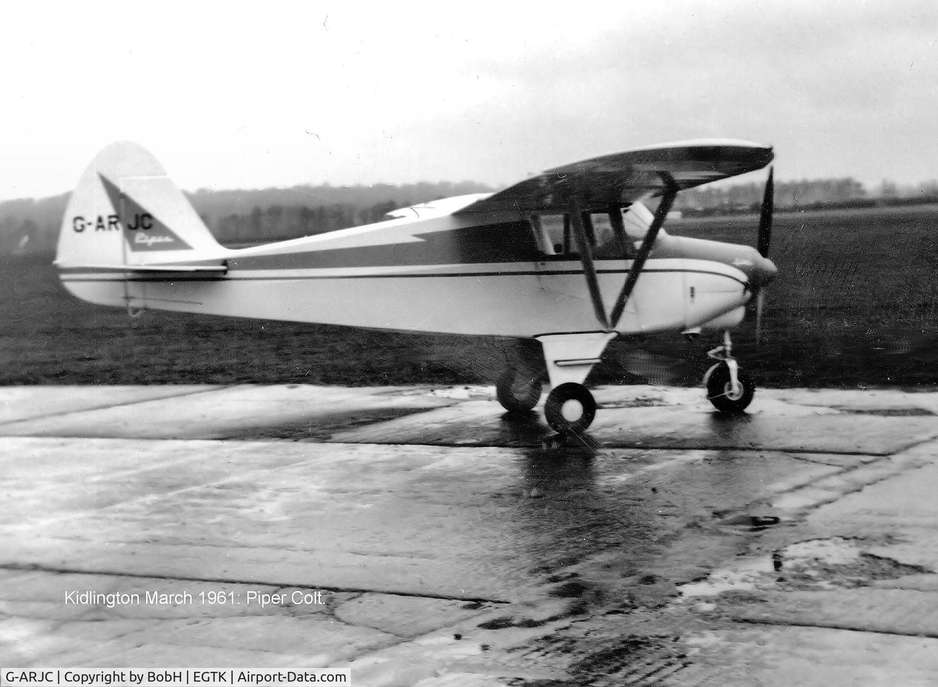 G-ARJC, 1961 Piper PA-22-108 Colt Colt C/N 22-8154, G-ARJC at Kidlington in March 1961.