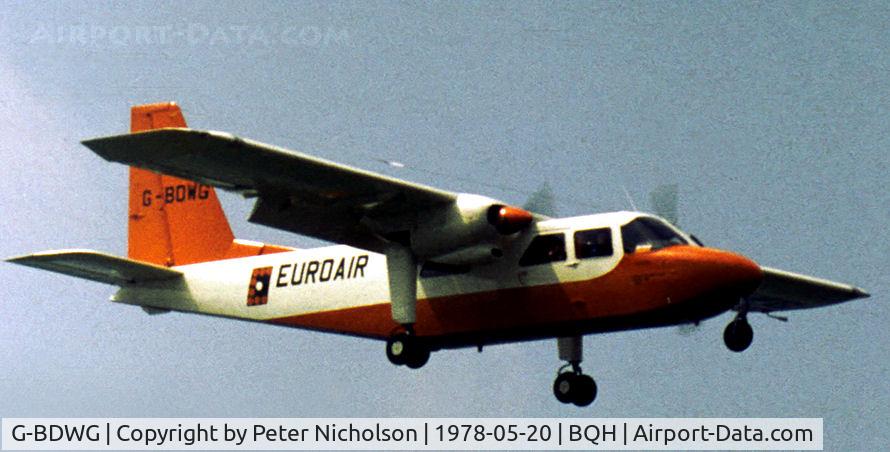 G-BDWG, 1976 Britten-Norman BN-2A-26 Islander C/N 530, BN-2A-26 Islander of Euroair seen in action at the 1978 Biggin Hill Airshow.
