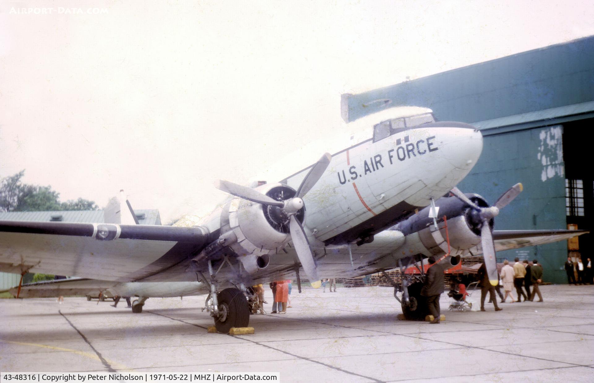 43-48316, 1943 Douglas C-47B Skytrain C/N 25577, C-47B Skytrain on display at the 1971 RAF Mildenhall Air Fete.