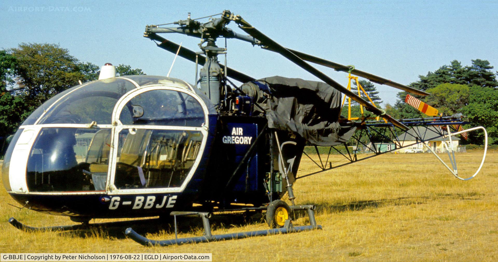 G-BBJE, 1970 Aerospatiale SA-318C Alouette II Astazou C/N 2172, SA-318C Alouette Astazou of Air Gregory as seen at Denham in the Summer of 1976.