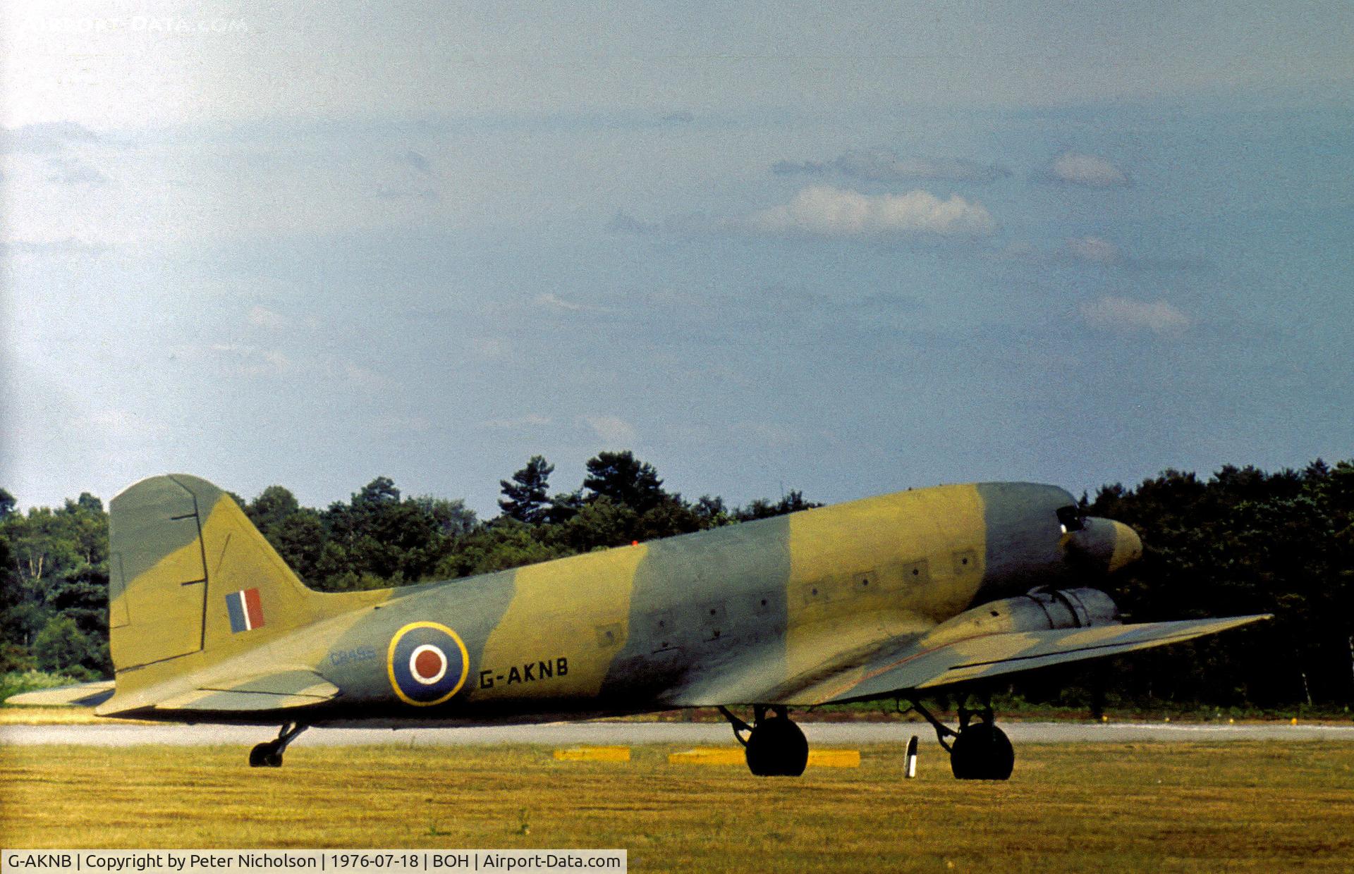 G-AKNB, 1942 Douglas C-47 Dakota 4 C/N 9043, Dakota 4 of Intra Airways as seen at Hurn in the Summer of 1976.