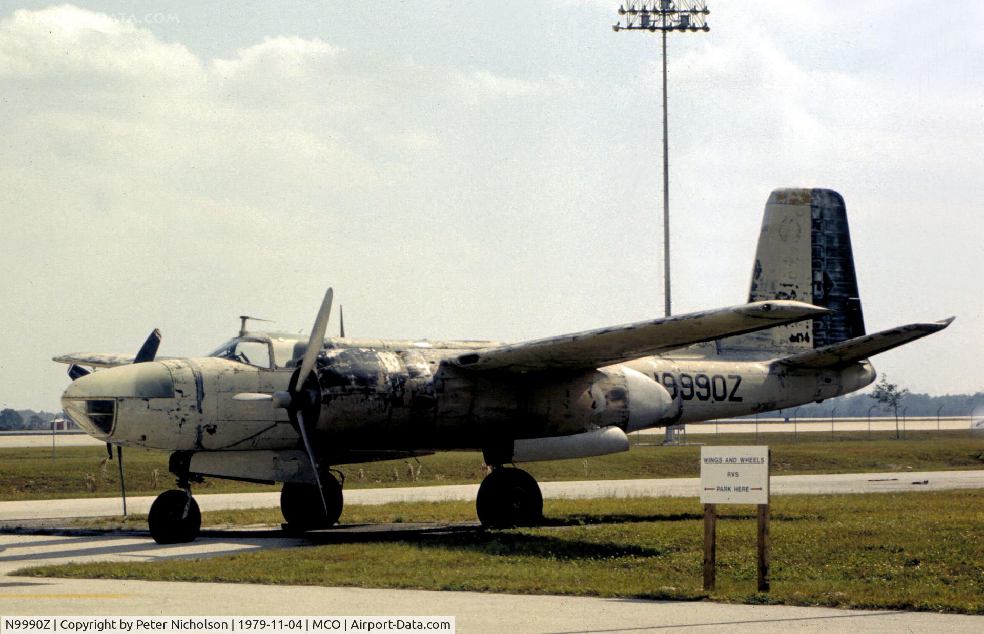 N9990Z, 1943 Douglas A-26C Invader C/N 18749, Douglas A-26B Invader on display at the now defunct Wings and Wheels Museum at Orlando.