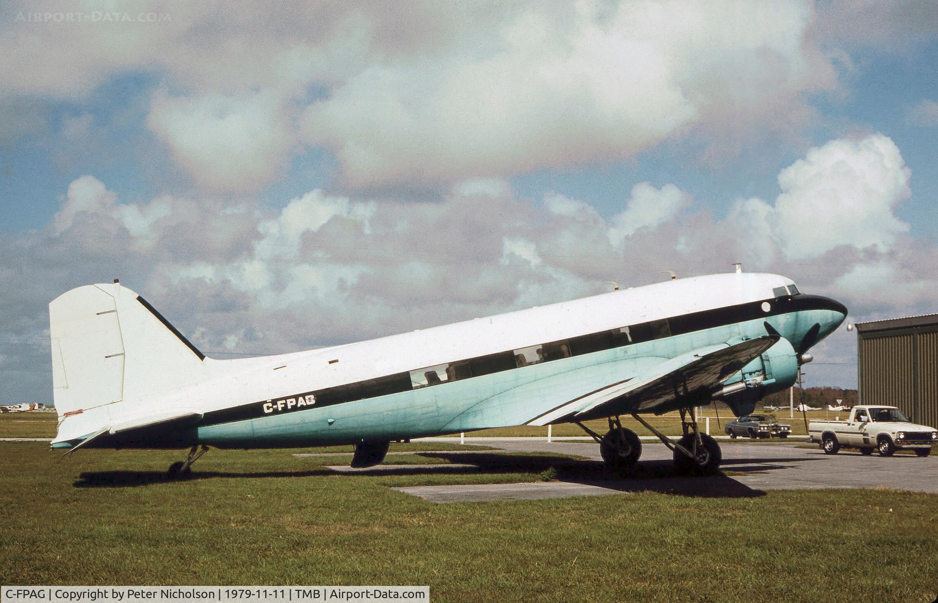 C-FPAG, 1944 Douglas C-47A Skytrain C/N 20444, C-47A ex-USAF 43-15978 as seen at New Tamiami in November 1979.