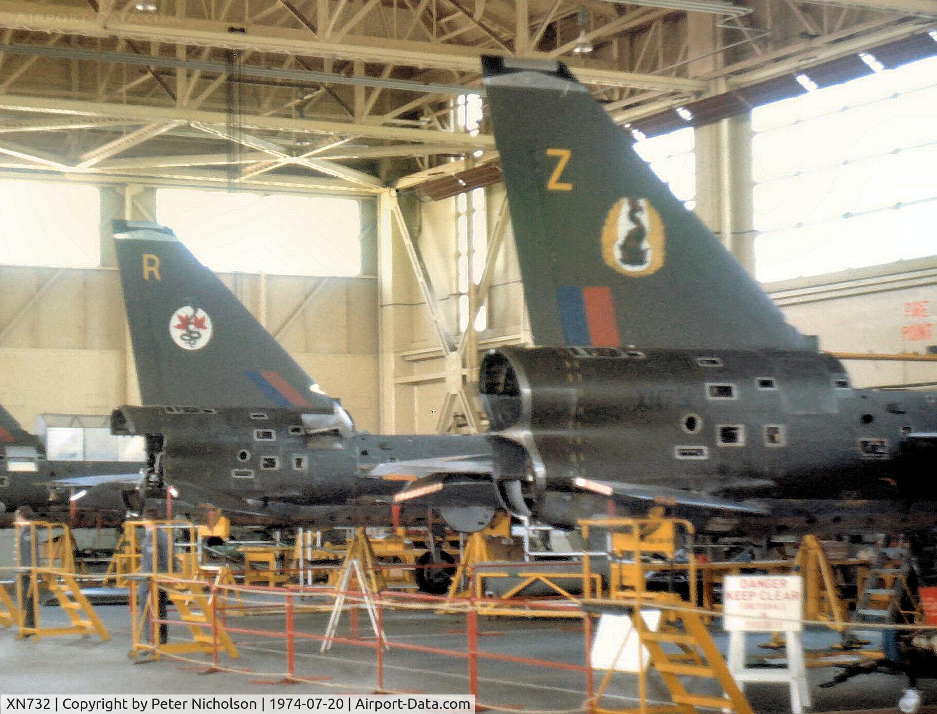 XN732, 1962 English Electric Lightning F.2A C/N 95109, Lighting F.2A of 92 Squadron receiving attention as seen at the 1974 RAF Leconfield Airshow.