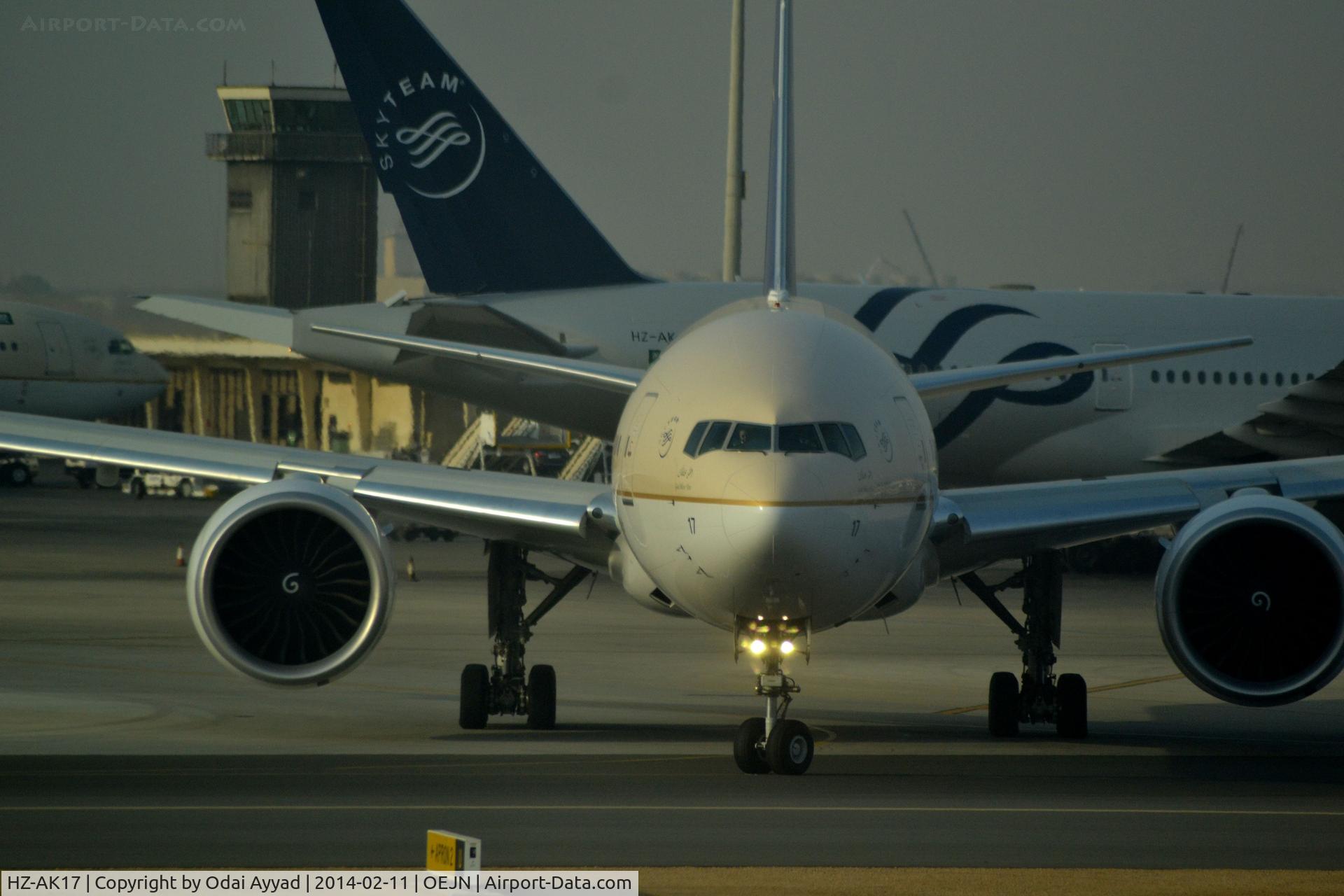 HZ-AK17, 2013 Boeing 777-368/ER C/N 41054, After Pushback ,   going to the active runway at Jeddah airport , at the back Saudi b777 star alliance livery