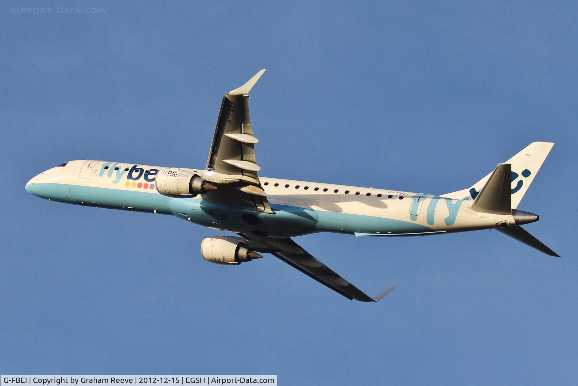 G-FBEI, 2007 Embraer 195LR (ERJ-190-200LR) C/N 19000143, Departing from Norwich.